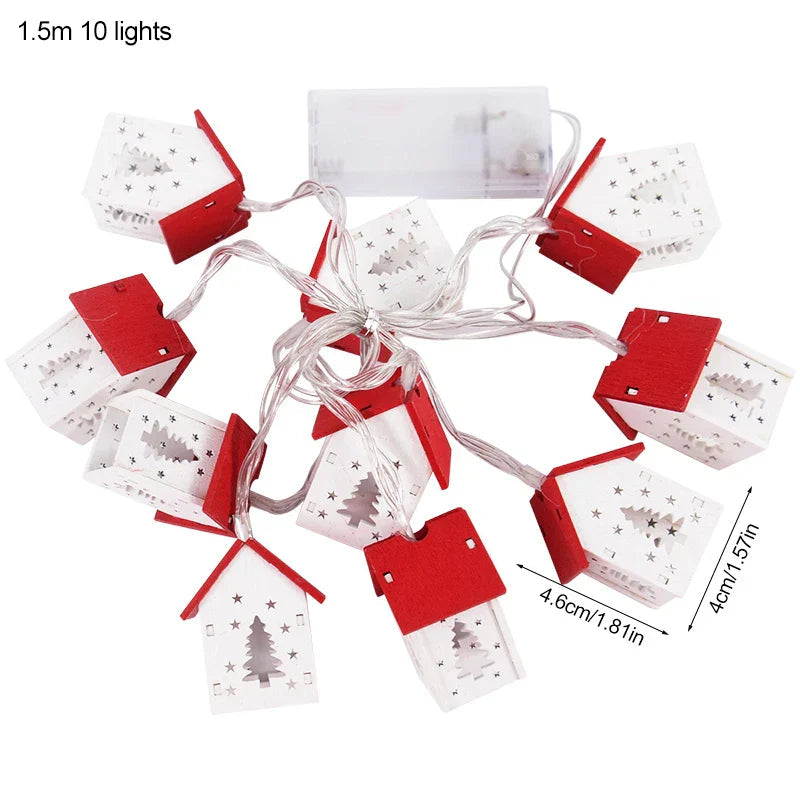 Decorative Wooden Houses with LED Lights for a Festive Christmas Atmosphere