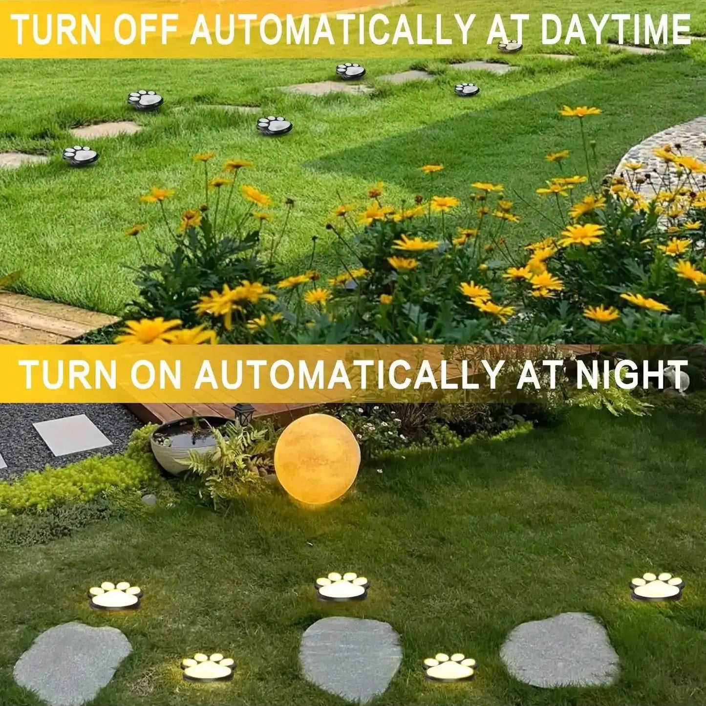 Paw Print Solar Lamp – LED Garden Lighting for Outdoor Use, Weatherproof and Energy-Efficient