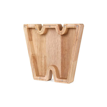 Stylish Wooden Piggy Bank with Viewing Window in Letter Design for Your Savings Goal