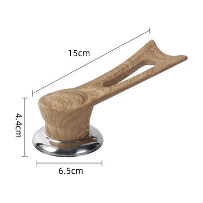 Replacement handle for pot lid – wood look with stainless steel base