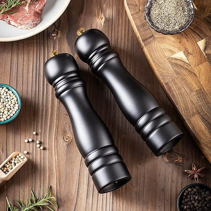 Salt and Pepper Mill Set Made of Wood with Ceramic Grinder and Adjustable Grind Level – Manual Spice Mills for Perfect Seasoning