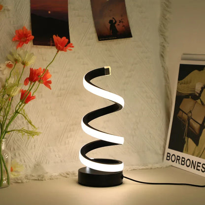 Modern spiral LED table lamp with touch control – stylish lighting for home and office
