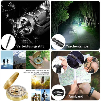 38-in-1 First Aid and Survival Kit with Flashlight, Compass, and Emergency Blanket