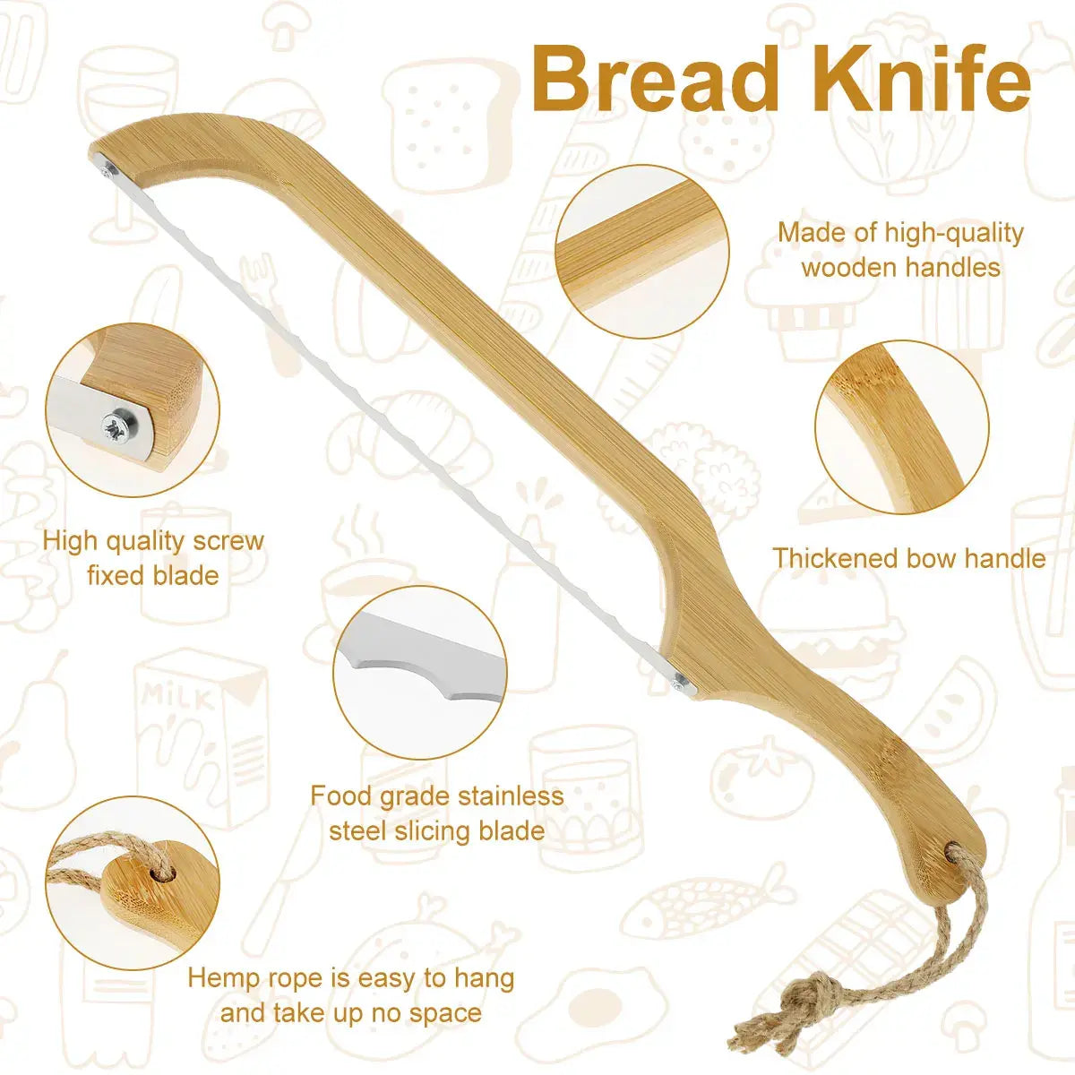 Sharp Bread Knife with Ergonomic Handle for Even Slices