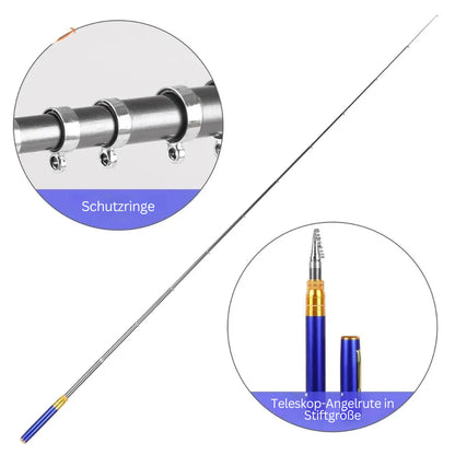 Small Fishing Set with Telescopic Rod – Foldable Fishing Rod for On the Go