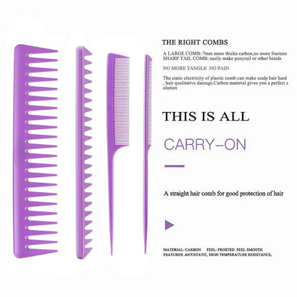 Professional 4-Piece Hair Brush Set for All Hair Types