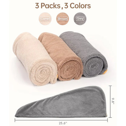 Quick-Drying Microfiber Hair Towels | 3-Piece Set