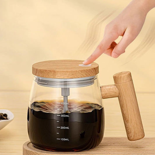 Innovative 2-in-1 Mixer Cup with Wooden Handle