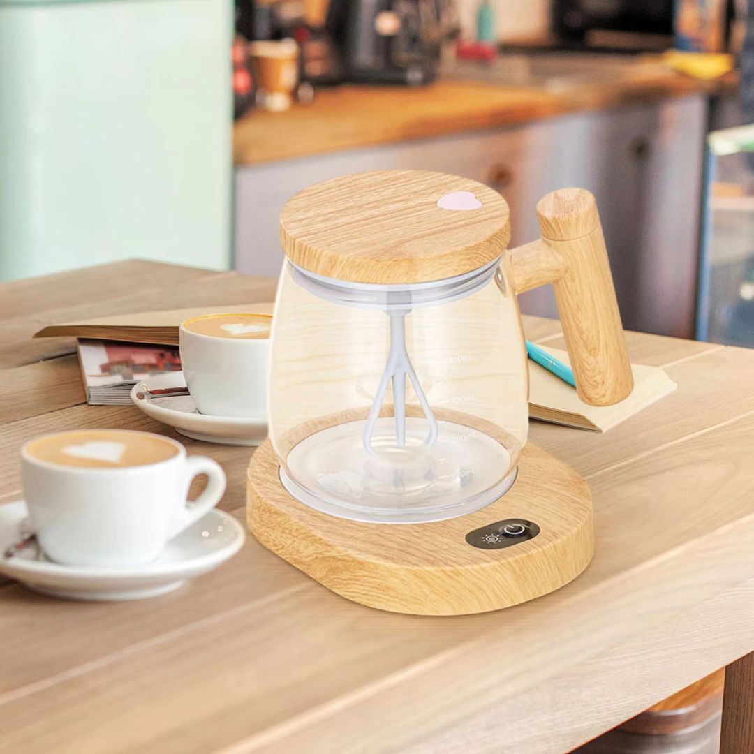 Innovative 2-in-1 Mixer Cup with Wooden Handle