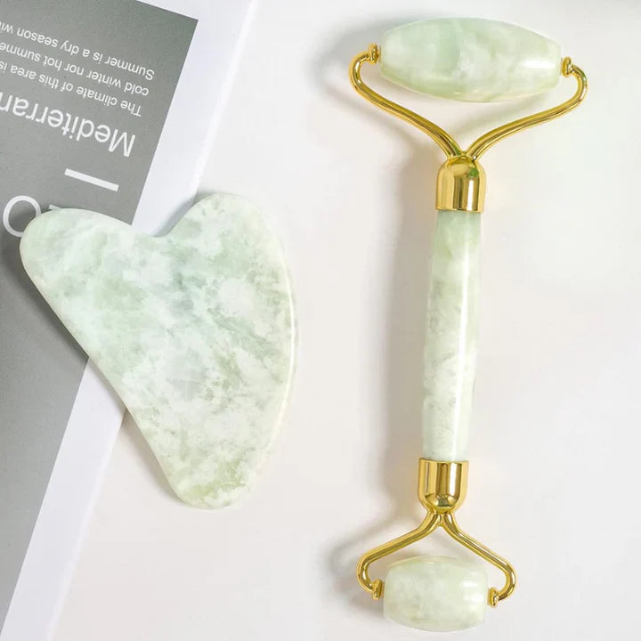 Sofortiges Glühen Gua Sha & Jade Roller Set – für Strahlende Haut und Entspannung