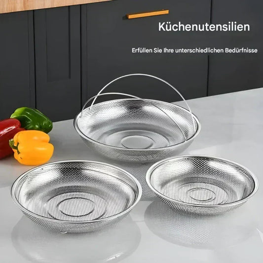 Foldable Stainless Steel Strainer with Draining Bowl – Steamer Basket for the Kitchen