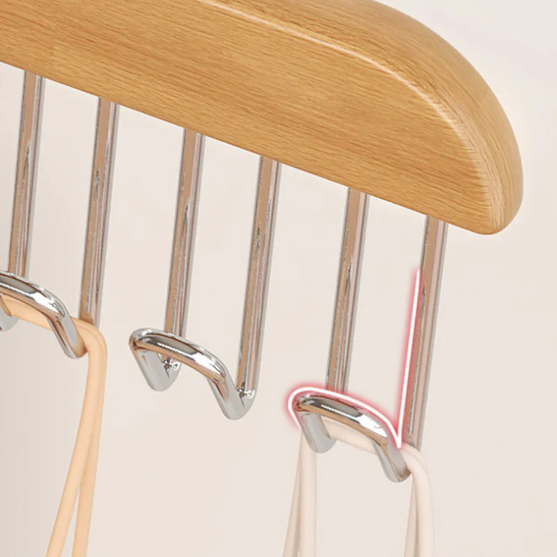 Space-Saving Wooden Multi-Hook Clothes Hanger