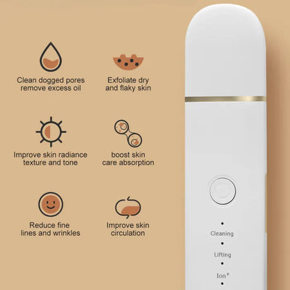 Ultrasonic Skin Scrubber for Deep Cleansing – Pore Cleaner & Facial Peeling with Ion Technology