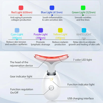 7-Color LED Facial Care Device for Skin Rejuvenation and Anti-Aging