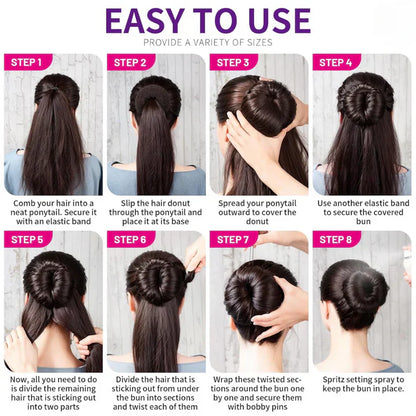 Donut Hair Bun Set – Voluminous Bun Helper for Perfect Updo Hairstyles