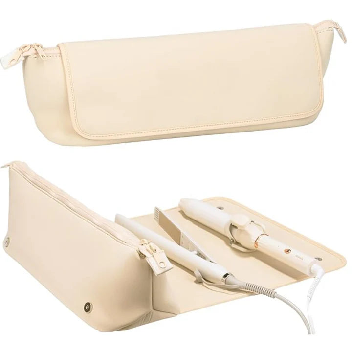 Heat-Resistant 2-in-1 Hair Tool Travel Bag with Practical Heat Mat for On-the-Go