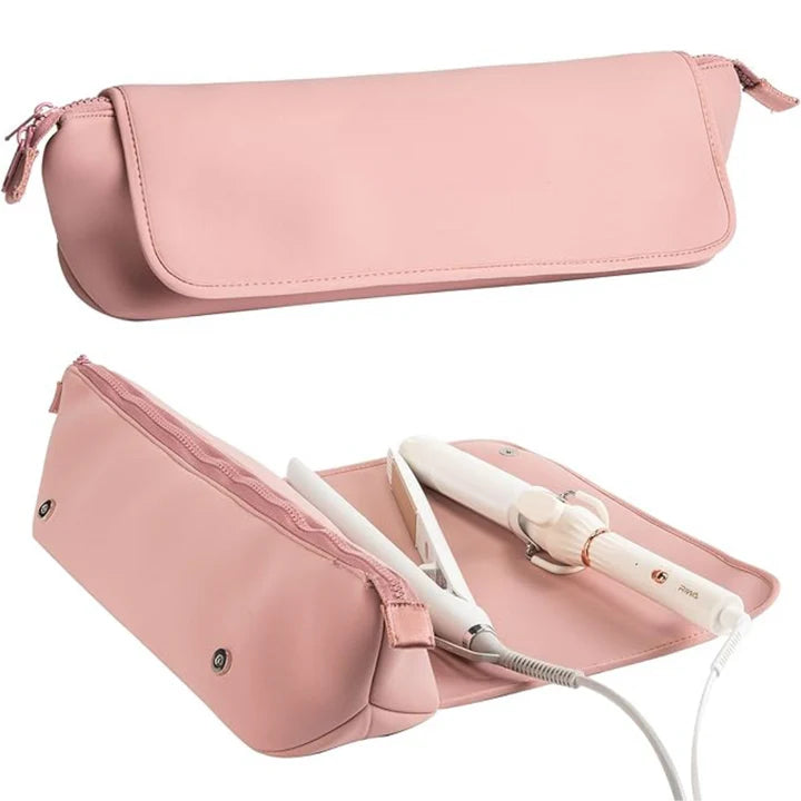 Heat-Resistant 2-in-1 Hair Tool Travel Bag with Practical Heat Mat for On-the-Go