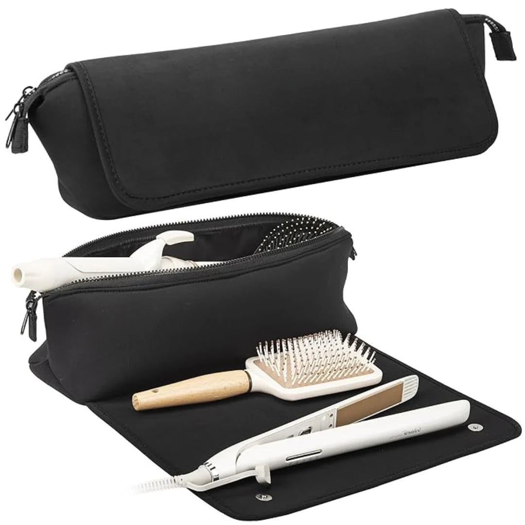 Heat-Resistant 2-in-1 Hair Tool Travel Bag with Practical Heat Mat for On-the-Go
