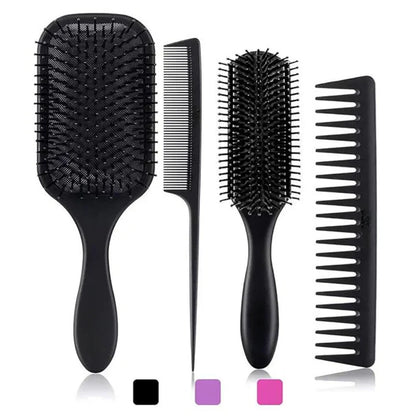 Professional 4-Piece Hair Brush Set for All Hair Types