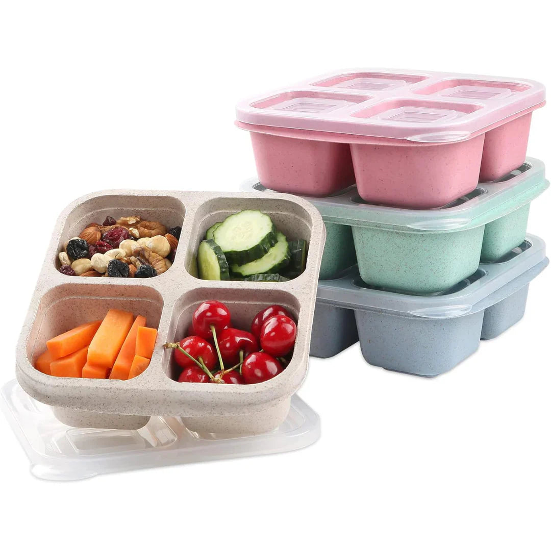 4-Pack Bento Meal Prep Boxes – Sustainable And Practical Storage Containers For Meals And Snacks