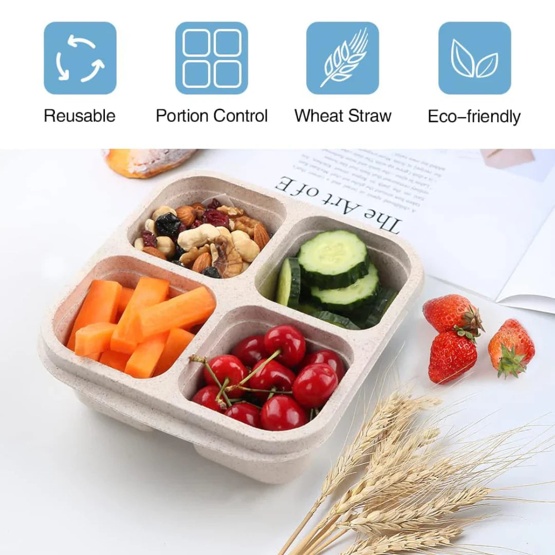 4-Pack Bento Meal Prep Boxes – Sustainable And Practical Storage Containers For Meals And Snacks