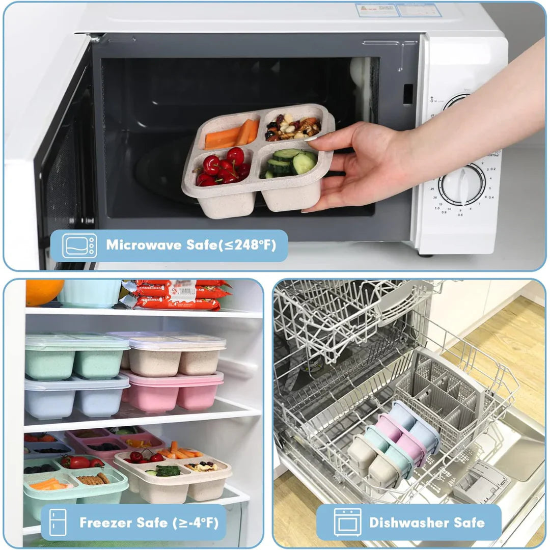 4-Pack Bento Meal Prep Boxes – Sustainable And Practical Storage Containers For Meals And Snacks
