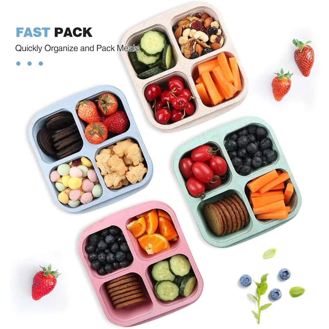 4-Pack Bento Meal Prep Boxes – Sustainable And Practical Storage Containers For Meals And Snacks