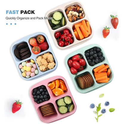 4-Pack Bento Meal Prep Boxes – Sustainable And Practical Storage Containers For Meals And Snacks