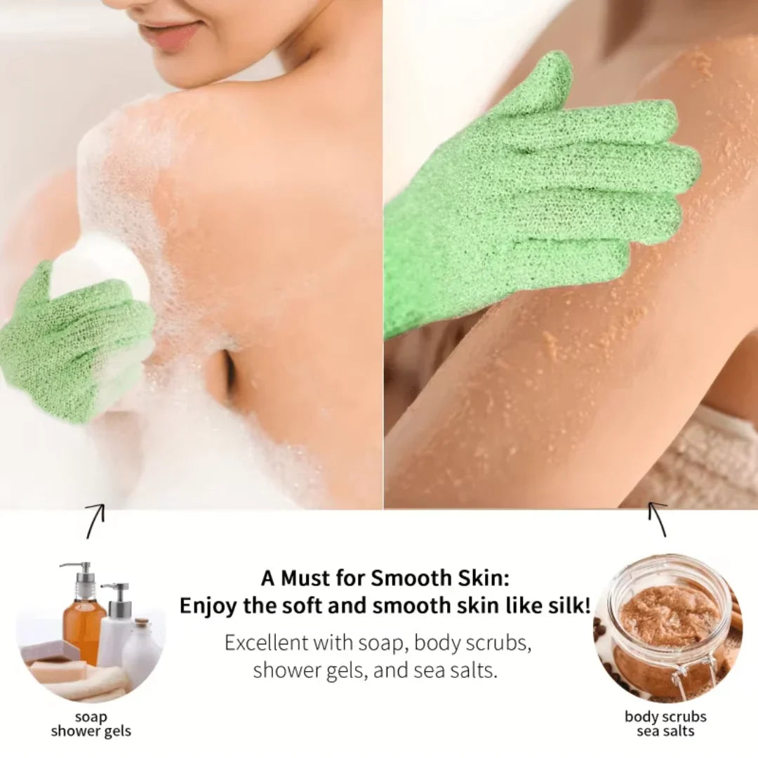 Exfoliating Bath Gloves – Exfoliating Shower Gloves for Smooth Skin in a 2-Pack