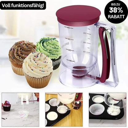 Batter Dispenser with Measuring Scale and Spout for Muffins, Cakes, and Baked Goods