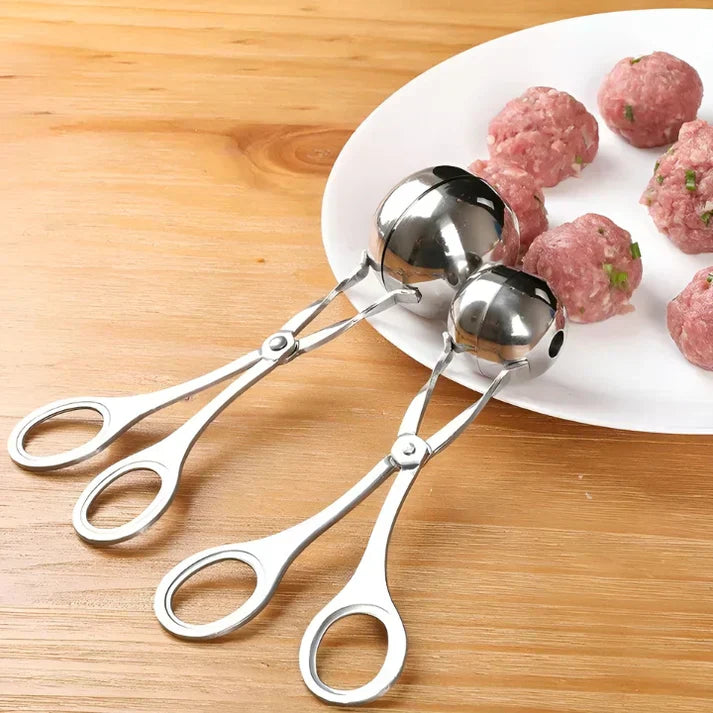 Stainless Steel Turning Tongs for Even Meatballs