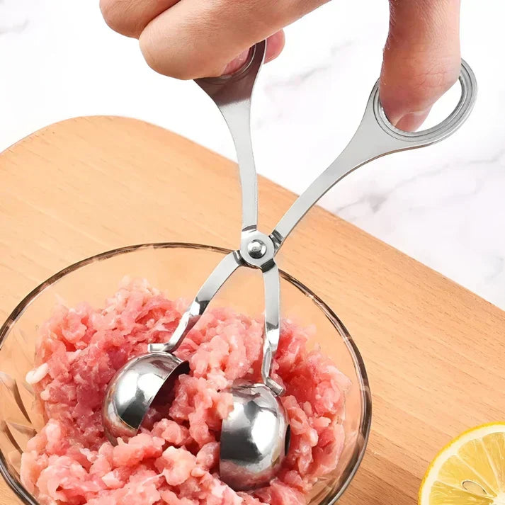 Stainless Steel Turning Tongs for Even Meatballs