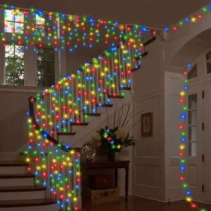 LED Icicle String Lights with Starry Sky Effect – Colorful Light Curtains for Christmas and Garden