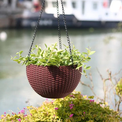 Braided Hanging Basket for Plants with Chain – Perfect for Balcony and Garden