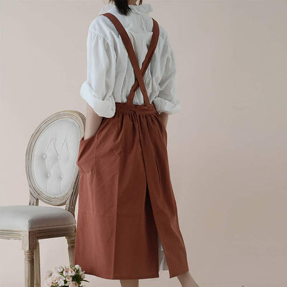 Cotton Cooking Apron with Water-Repellent Surface and Pockets