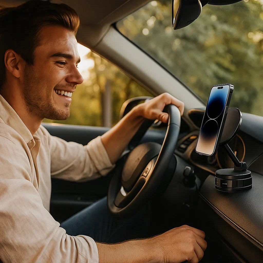 Magnetic Suction Cup – Extendable 360° Phone Holder with Vacuum Locking System