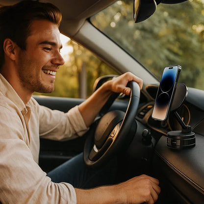 Magnetic Suction Cup – Extendable 360° Phone Holder with Vacuum Locking System