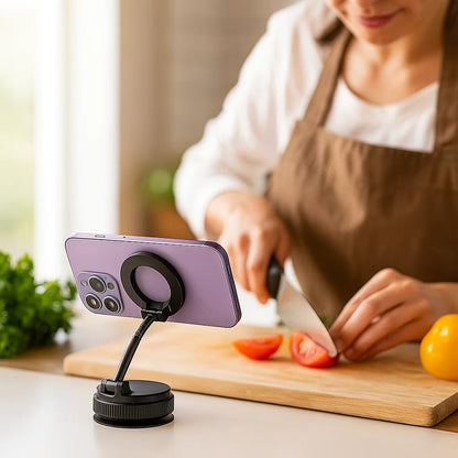 Magnetic Suction Cup – Extendable 360° Phone Holder with Vacuum Locking System