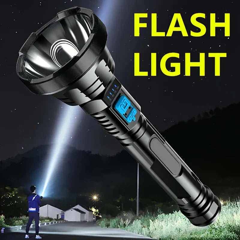 Super Bright 90,000LM LED Flashlight – Tactical Searchlight with USB Charging for Outdoor Use and Emergencies