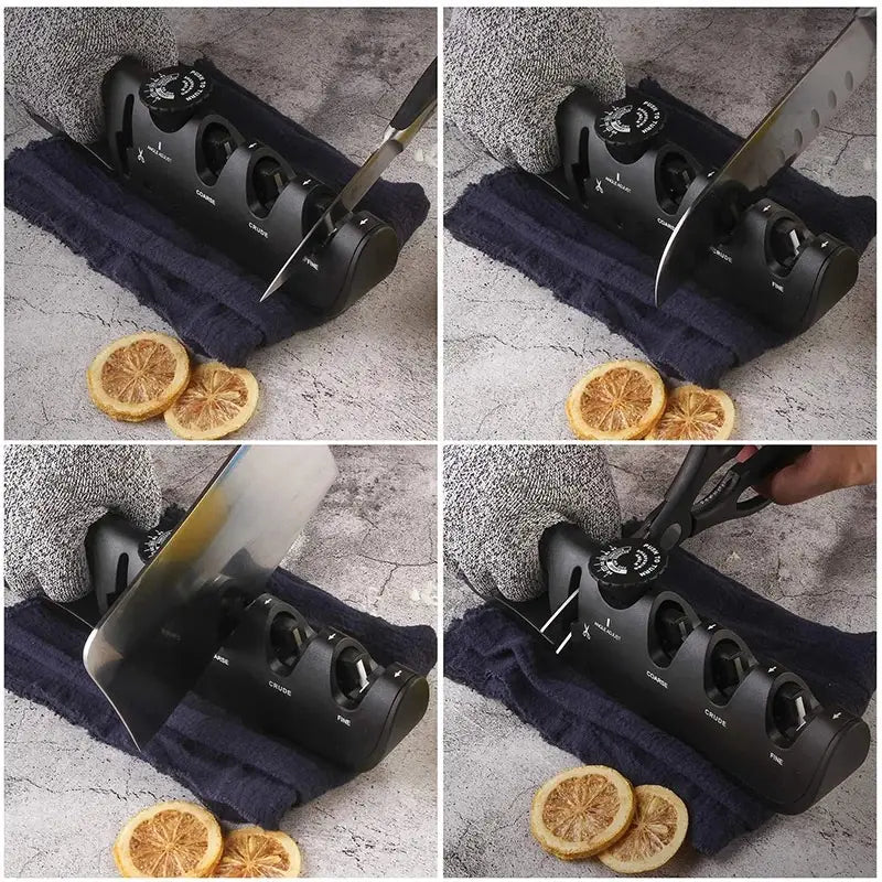 Professional 4-in-1 Knife Sharpener with Adjustable Angle and Sharpening System