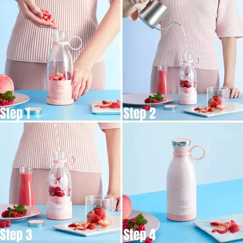 Portable Smoothie Blender with Fruit Container and Drinking Lid for On the Go