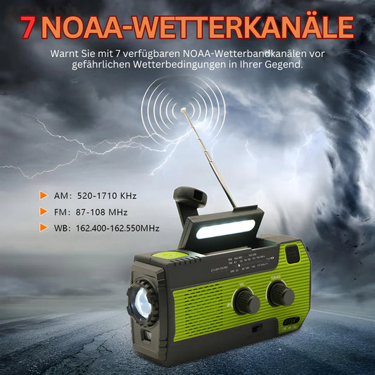 Portable Emergency Radio with Solar Charging and Power Bank – 5 Power Sources