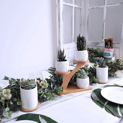 Decorative wooden owl plant stand – planter for succulents and indoor plants