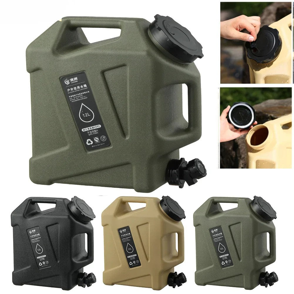Portable 12L Water Container with Spigot – Durable Camping Water Storage Tank for Outdoor Activities