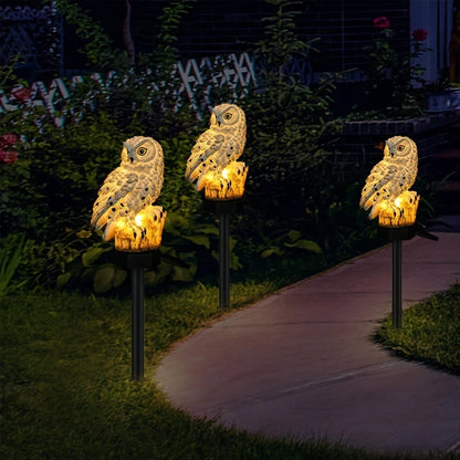 LED solar owl lamp for outdoor use – decorative garden light, weatherproof with solar power for balcony, terrace, and lawn