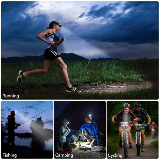 Waterproof LED Headlamp with Zoom and Rechargeable Battery