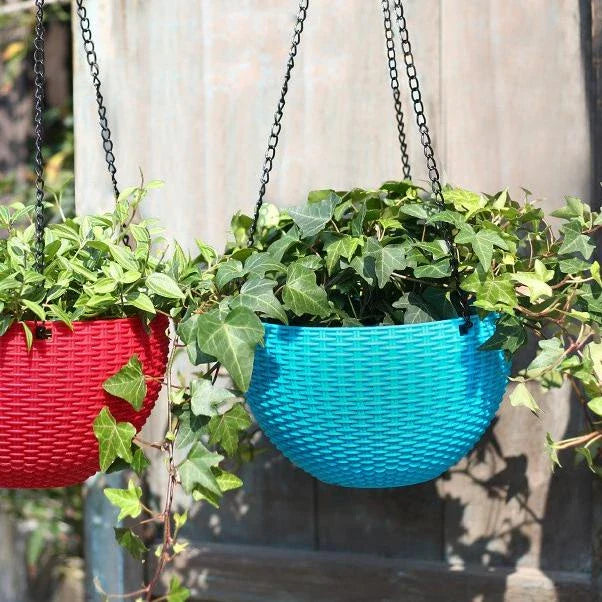 Braided Hanging Basket for Plants with Chain – Perfect for Balcony and Garden