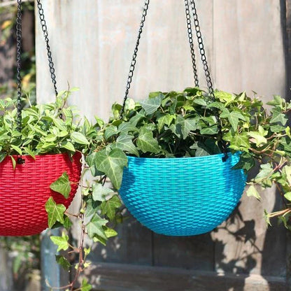 Braided Hanging Basket for Plants with Chain – Perfect for Balcony and Garden