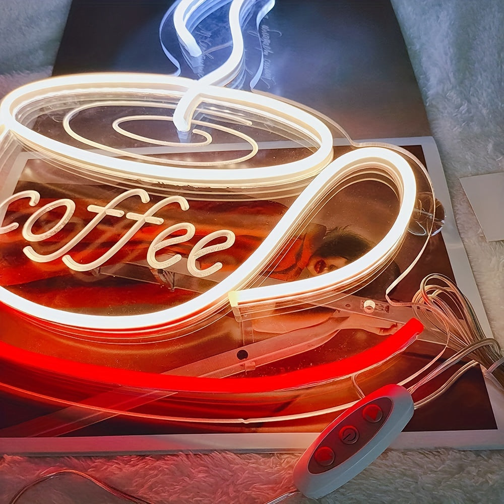 Trendy LED Coffee Cup Wall Lamp in Retro Neon Style
