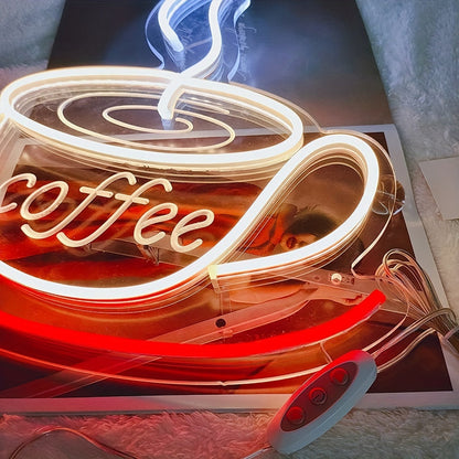 Trendy LED Coffee Cup Wall Lamp in Retro Neon Style